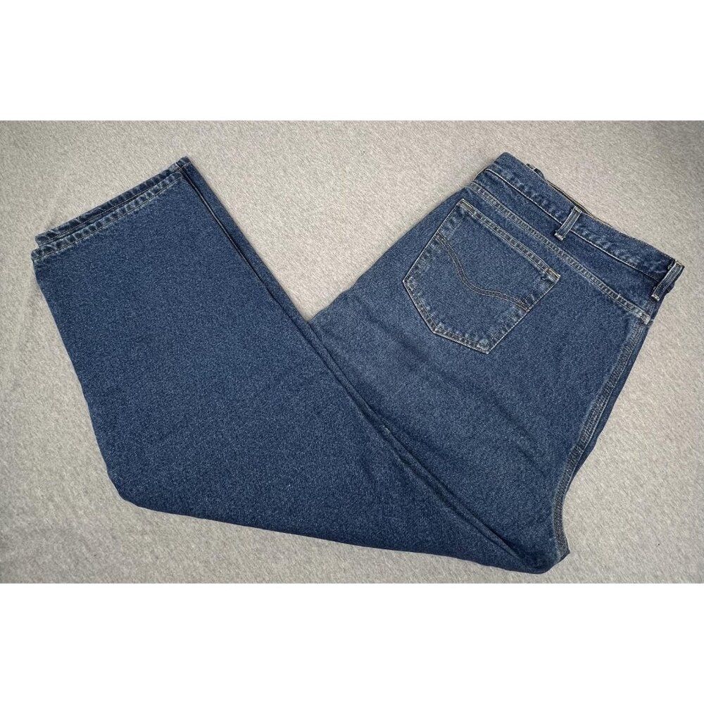 Carhartt Jeans Mens 44x30 Blue Relaxed Fit Flannel Lined Work Denim B172 DST - Picture 2 of 9
